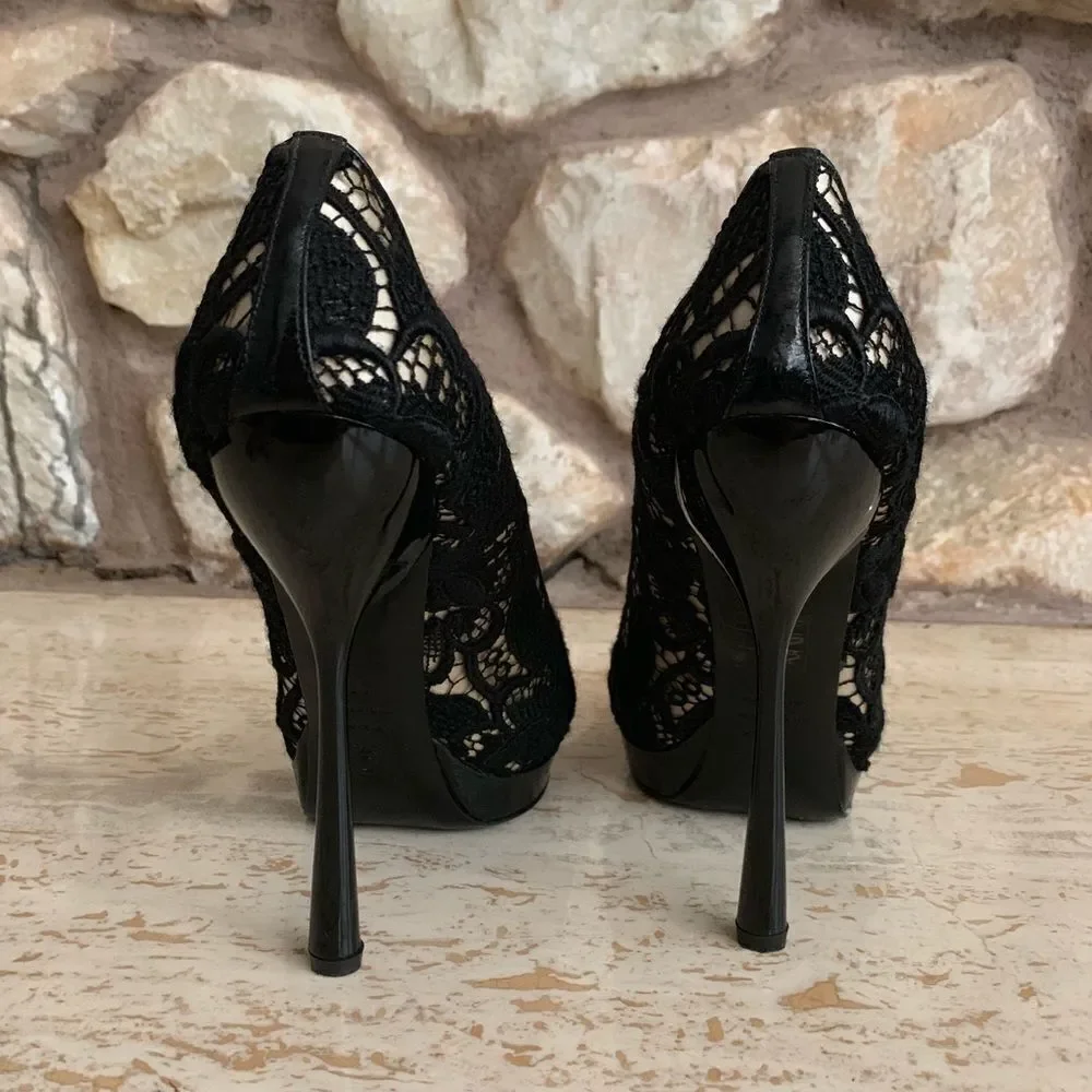 Alexander McQueen Orchid Lace peep toe pumps - Picture 4 of 8